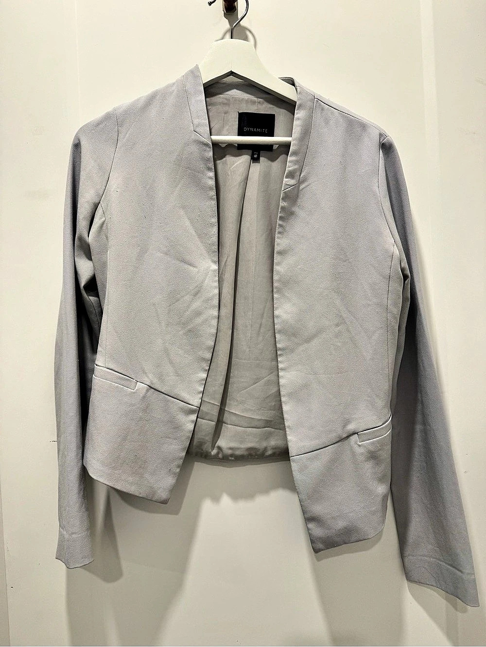 Dynamite Women's Violet Gray Open Front Blazer